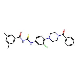 N-[[4-(4-benzoylpiperazin-1-yl)-3-chlorophenyl]carbamothioyl]-3,5-dimethylbenzamide structure
