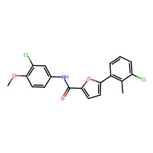 N-(3-chloro-4-methoxyphenyl)-5-(3-chloro-2-methylphenyl)furan-2-carboxamide structure