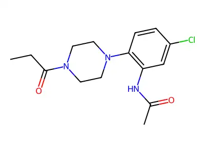 N-[5-chloro-2-(4-propanoylpiperazin-1-yl)phenyl]acetamide structure