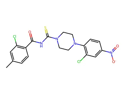 2-chloro-N-[4-(2-chloro-4-nitrophenyl)piperazine-1-carbothioyl]-4-methylbenzamide structure