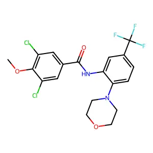 3,5-dichloro-4-methoxy-N-[2-morpholin-4-yl-5-(trifluoromethyl)phenyl]benzamide structure
