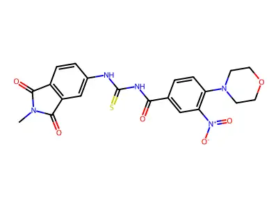 N-[(2-methyl-1,3-dioxoisoindol-5-yl)carbamothioyl]-4-morpholin-4-yl-3-nitrobenzamide structure