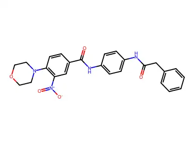 4-morpholin-4-yl-3-nitro-N-[4-[(2-phenylacetyl)amino]phenyl]benzamide structure