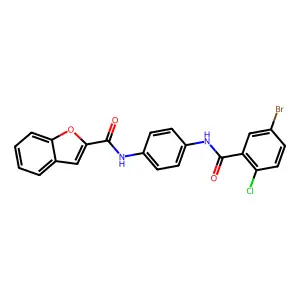 N-[4-[(5-bromo-2-chlorobenzoyl)amino]phenyl]-1-benzofuran-2-carboxamide structure