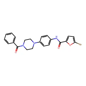 N-[4-(4-benzoyl-1-piperazinyl)phenyl]-5-bromo-2-furamide structure