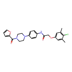 2-(4-chloro-3,5-dimethylphenoxy)-N-[4-[4-(furan-2-carbonyl)piperazin-1-yl]phenyl]acetamide structure