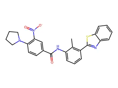 N-[3-(1,3-benzothiazol-2-yl)-2-methylphenyl]-3-nitro-4-(1-pyrrolidinyl)benzamide structure