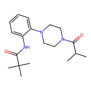 2,2-dimethyl-N-[2-[4-(2-methylpropanoyl)piperazin-1-yl]phenyl]propanamide structure