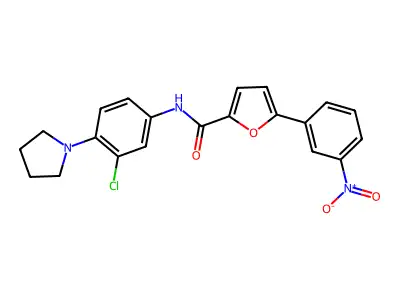 N-(3-chloro-4-pyrrolidin-1-ylphenyl)-5-(3-nitrophenyl)furan-2-carboxamide structure