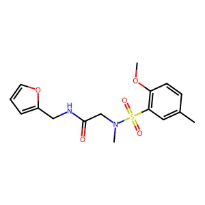 N-(furan-2-ylmethyl)-2-[(2-methoxy-5-methylphenyl)sulfonyl-methylamino]acetamide structure