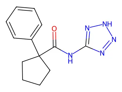 1-phenyl-N-(2H-tetrazol-5-yl)cyclopentane-1-carboxamide structure