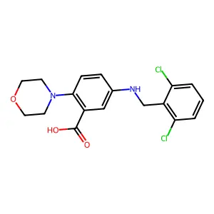 5-[(2,6-Dichlorobenzyl)amino]-2-(4-morpholinyl)benzoic acid structure