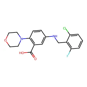 5-[(2-Chloro-6-fluorobenzyl)amino]-2-(4-morpholinyl)benzoic acid structure
