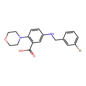 5-[(3-Bromobenzyl)amino]-2-(morpholin-4-yl)benzoic acid structure