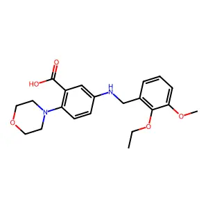 5-[(2-Ethoxy-3-methoxybenzyl)amino]-2-(4-morpholinyl)benzoic acid structure