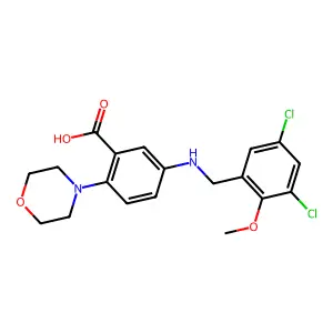 5-[(3,5-Dichloro-2-methoxybenzyl)amino]-2-(morpholin-4-yl)benzoic acid structure