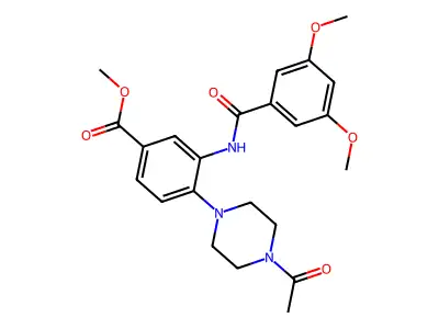 Methyl 4-(4-acetyl-1-piperazinyl)-3-[(3,5-dimethoxybenzoyl)amino]benzoate structure