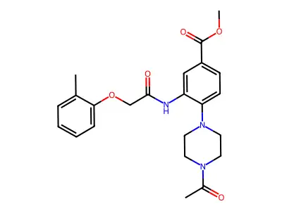 Methyl 4-(4-acetylpiperazin-1-yl)-3-[[2-(2-methylphenoxy)acetyl]amino]benzoate structure