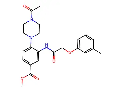 Methyl 4-(4-acetyl-1-piperazinyl)-3-{[(3-methylphenoxy)acetyl]amino}benzoate structure