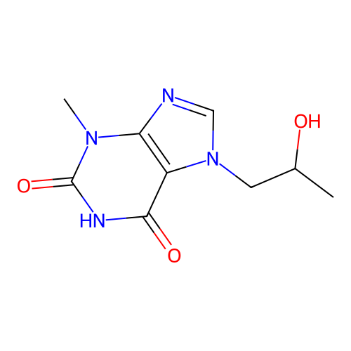 7-(2-hydroxypropyl)-3-methyl-1H-purine-2,6(3H,7H)-dione structure