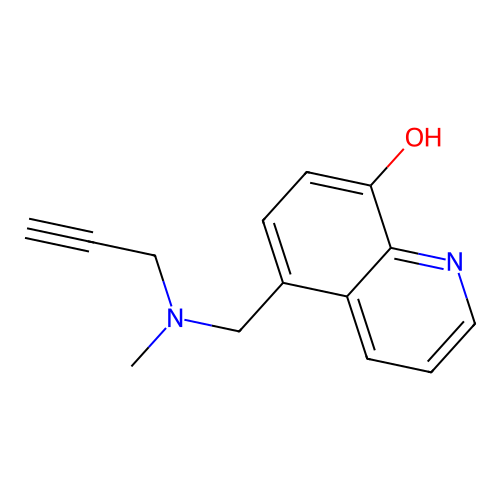 5-(N-methyl-N-propargylaminomethyl)-8-hydroxyquinoline structure