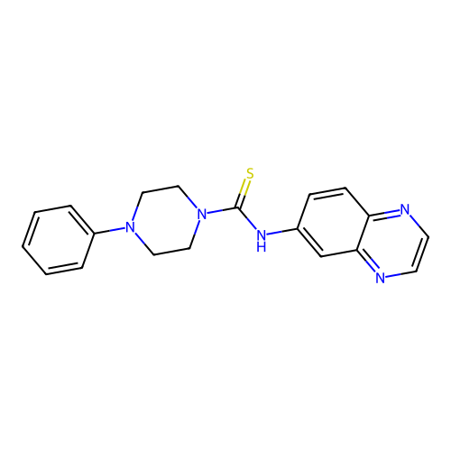 4-phenyl-N-(quinoxalin-6-yl)piperazine-1-carbothioamide structure