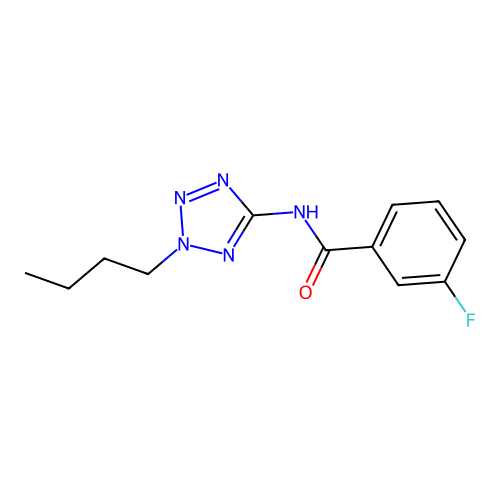 N-(2-butyl-2H-tetrazol-5-yl)-3-fluorobenzamide structure