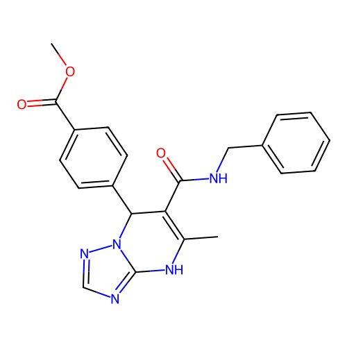 methyl 4-[6-(benzylcarbamoyl)-5-methyl-4,7-dihydro[1,2,4]triazolo[1,5-a]pyrimidin-7-yl]benzoate structure