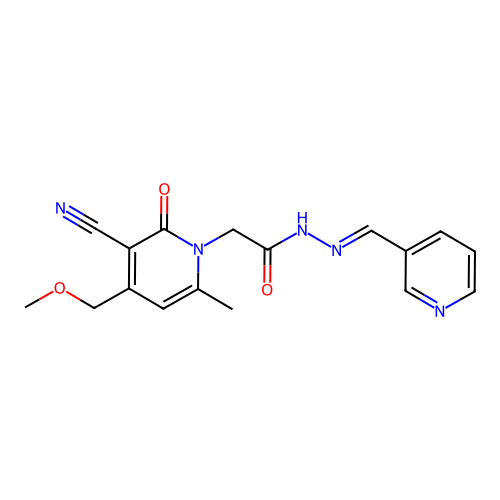 2-[3-cyano-4-(methoxymethyl)-6-methyl-2-oxopyridin-1(2H)-yl]-N'-[(E)-pyridin-3-ylmethylidene]acetohydrazide structure