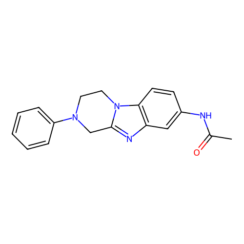 N-(2-phenyl-1,2,3,4-tetrahydropyrazino[1,2-a]benzimidazol-8-yl)acetamide structure