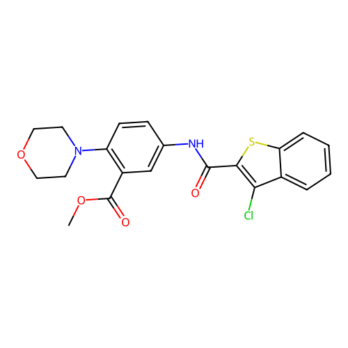 methyl 5-(3-chlorobenzo[b]thiophene-2-carboxamido)-2-morpholinobenzoate structure