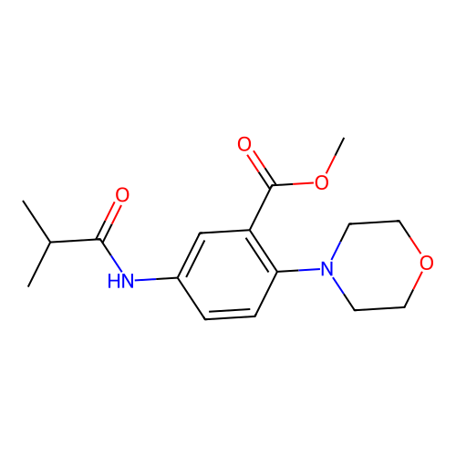 Methyl 5-(isobutyrylamino)-2-(4-morpholinyl)benzoate structure