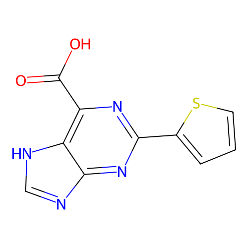 2-(2-thienyl)-9H-purine-6-carboxylic acid structure
