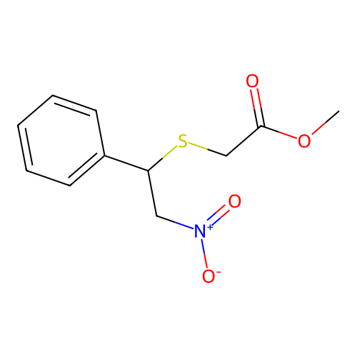 Acetic acid, [(2-nitro-1-phenylethyl)thio]-, methyl ester structure