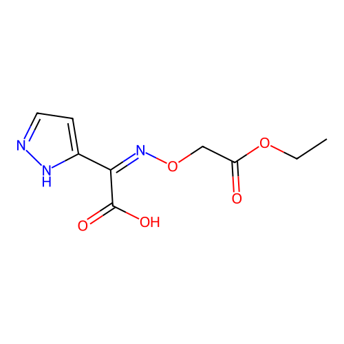 (2Z)-[(2-Ethoxy-2-oxoethoxy)imino]-(1H-pyrazol-5-YL)acetic acid structure