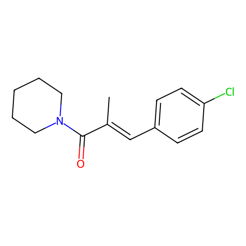 Piperidine, 1-(3-(4-chlorophenyl)-2-methyl-1-oxo-2-propenyl)- structure
