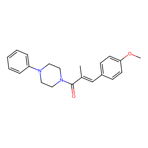Piperazine, 1-(3-(4-methoxyphenyl)-2-methyl-1-oxo-2-propenyl)-4-phenyl- structure