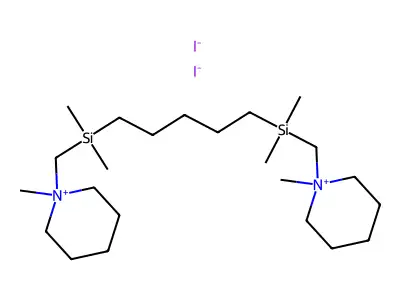 Piperidinium, 1,1'-(1,5-pentanediylbis((dimethylsilylene)methylene)bis(1-methyl-, diiodide structure