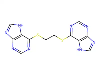 6-[2-(7H-purin-6-ylsulfanyl)ethylsulfanyl]-7H-purine structure