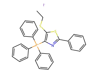 (5-(Ethylthio)-2-phenylthiazol-4-yl)triphenylphosphonium iodide structure
