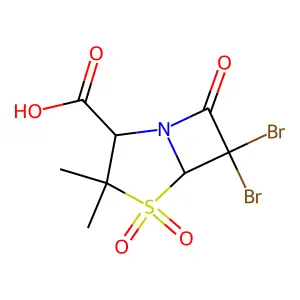 (3S)-6,6-Dibromo-2,2-dimethylpenam-3-carboxylic acid 1,1-dioxide structure