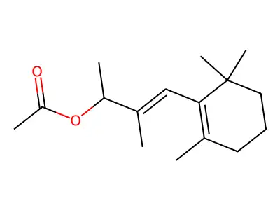 3-Methyl-4-(2,6,6-trimethylcyclohex-1-en-1-yl)but-3-en-2-yl acetate structure
