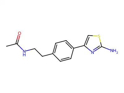 N-(2-(4-(2-amino-1,3-thiazol-4-yl)phenyl)ethyl)acetamide structure