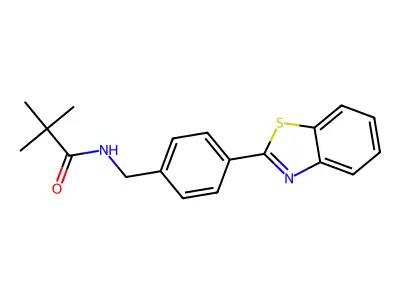 N-[[4-(1,3-benzothiazol-2-yl)phenyl]methyl]-2,2-dimethylpropanamide structure