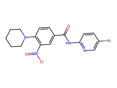 N-(5-bromopyridin-2-yl)-3-nitro-4-piperidin-1-ylbenzamide structure