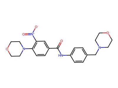 4-morpholin-4-yl-N-[4-(morpholin-4-ylmethyl)phenyl]-3-nitrobenzamide structure