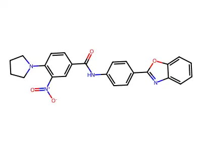 N-[4-(1,3-benzoxazol-2-yl)phenyl]-3-nitro-4-pyrrolidin-1-ylbenzamide structure