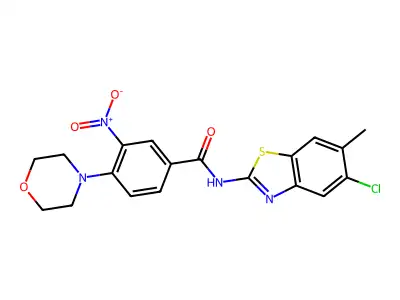 N-(5-chloro-6-methyl-1,3-benzothiazol-2-yl)-4-morpholin-4-yl-3-nitrobenzamide structure