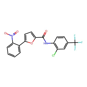 N-[2-chloro-4-(trifluoromethyl)phenyl]-5-(2-nitrophenyl)furan-2-carboxamide structure
