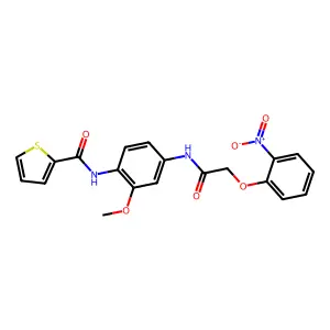 N-[2-methoxy-4-[[2-(2-nitrophenoxy)acetyl]amino]phenyl]thiophene-2-carboxamide structure